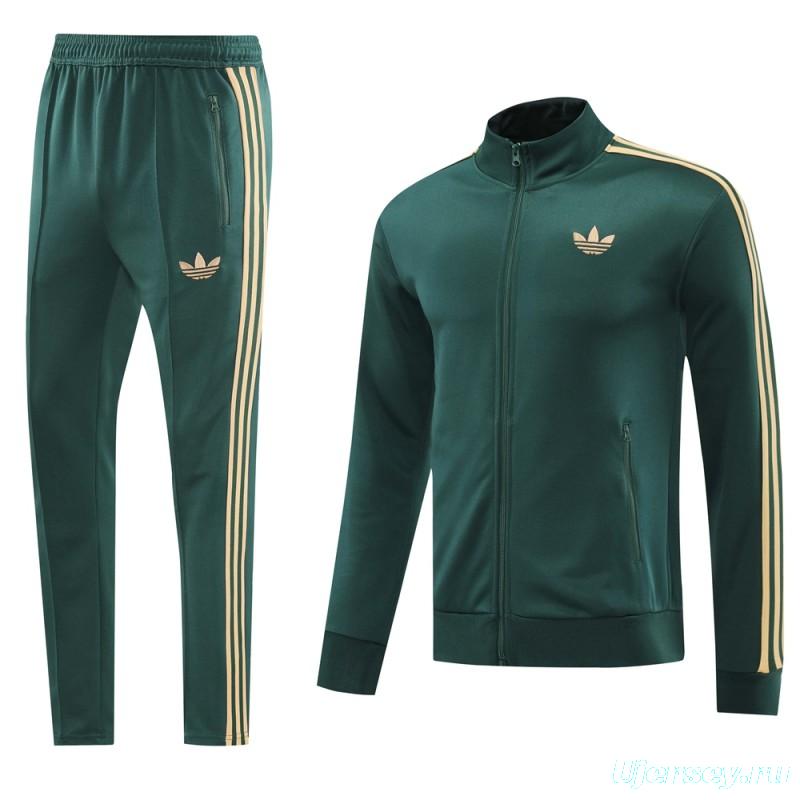 24/25 Adidas Original Green Full Zipper Jacket +Long Pants