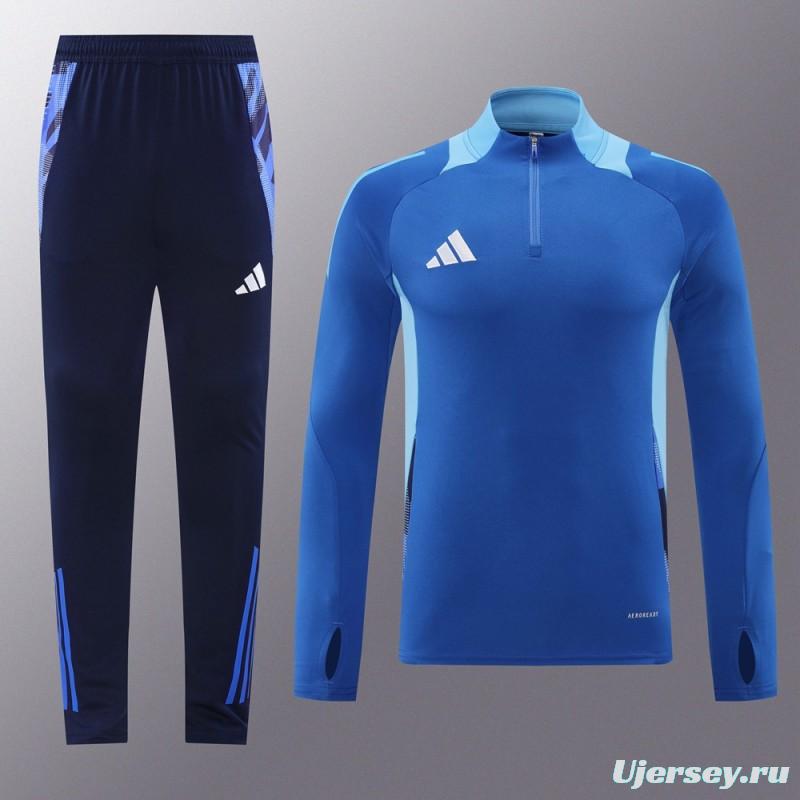 2024 Adidas Blue Half Zipper Jacket +Long Pants