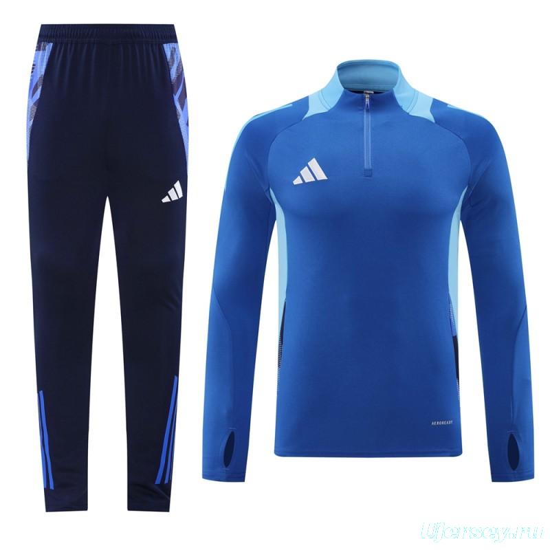 2024 Adidas Blue Half Zipper Jacket +Long Pants