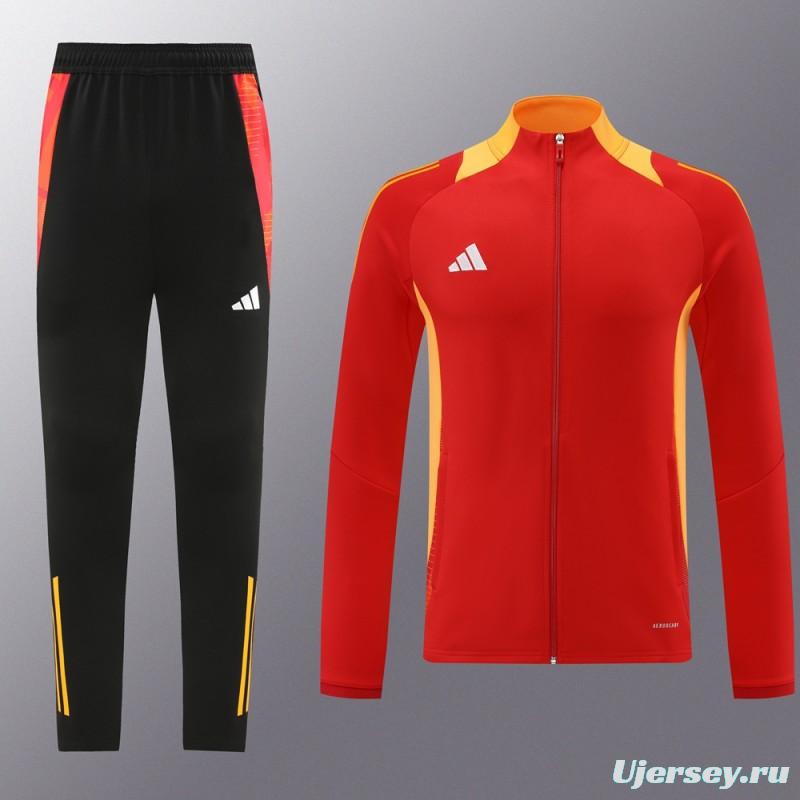 24/25 Adidas Red/Orange Full Zipper Jacket +Long Pants