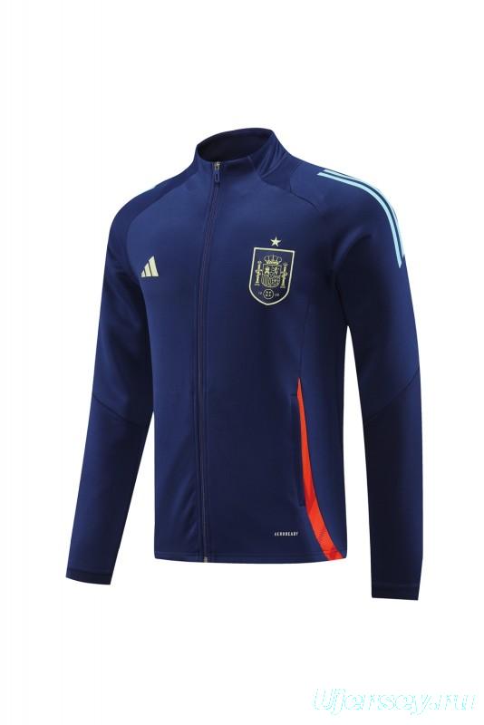 2024 Spain Navy Full Zipper Jacket +Long Pants