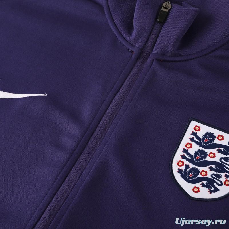 2024 England Navy Full Zipper Jacket +Long Pants