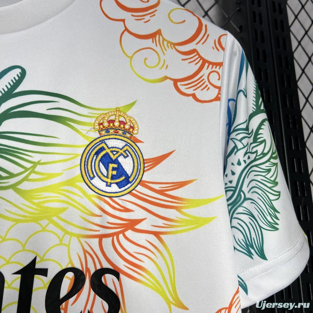 24/25 Real Madrid White Multi-Color Dragon Special Jersey