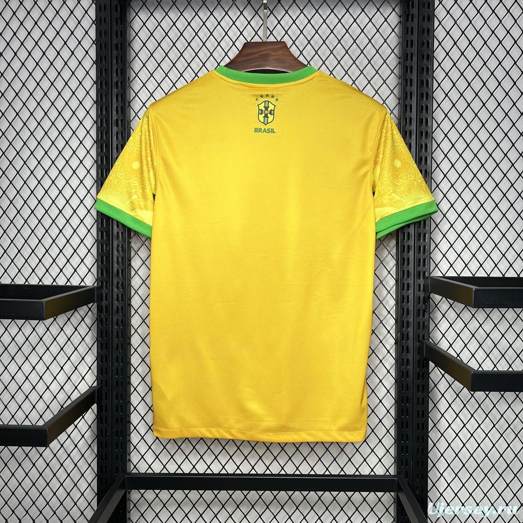 2024 Brazil Christ Yellow Goalkeeper Special Jersey