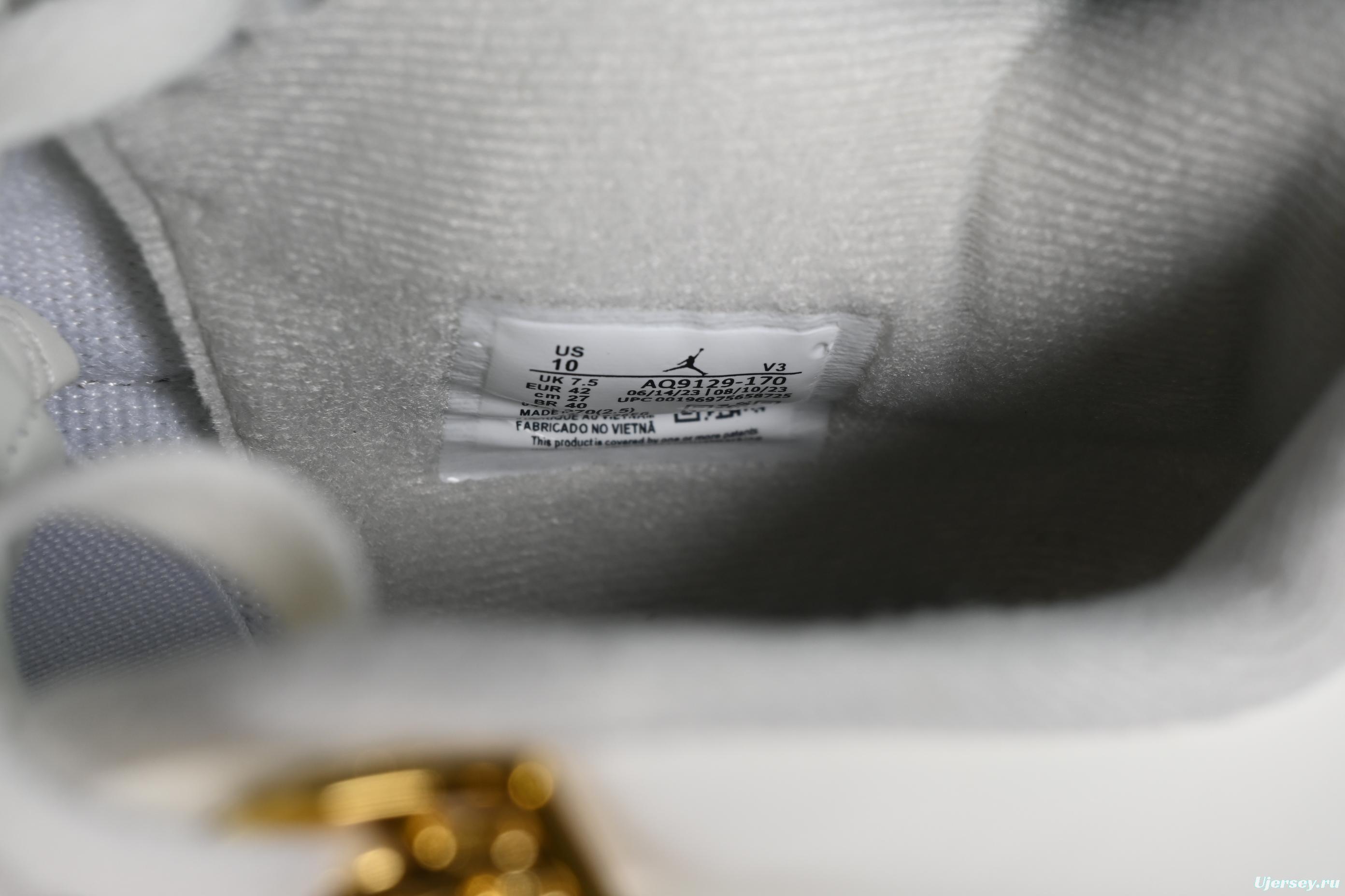 Nike Air Jordan 4 Retro Sneakers with Metallic Gold Accents - AQ9129-170