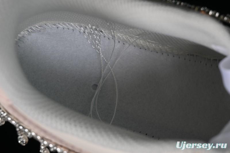 Nike Air Force 1 '07 Low Casual Sneakers in Romantic Pink-Purple with Diamond Chain Accessories - FV1122-333