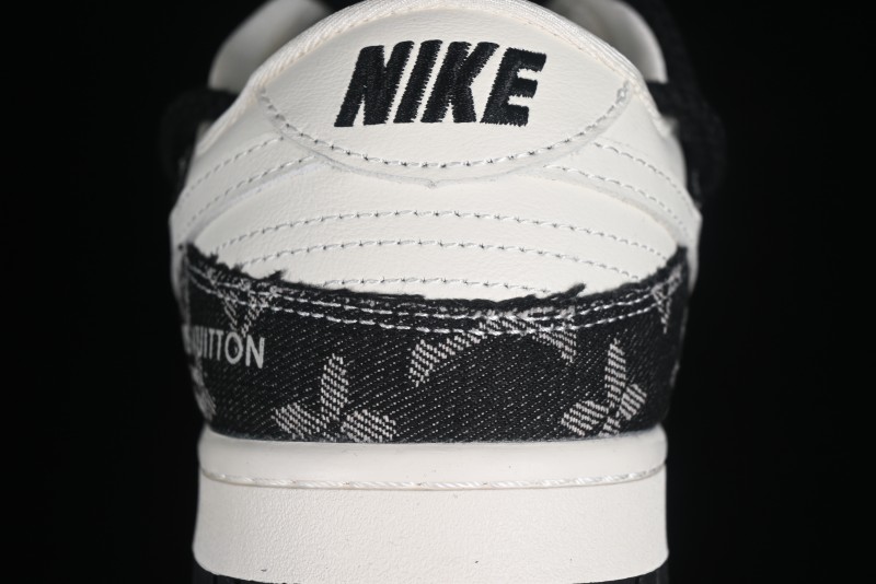 Nike SB Dunk Low LV Collaboration - Black Denim Print Anniversary High-End Custom Low-Top Casual Skate Shoes - SJ2068-238