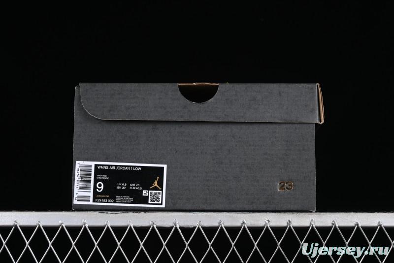 Nike Air Jordan 1 Low AJ1 Basketball Shoes in Grey Black with Red Swoosh - FZ4183-002