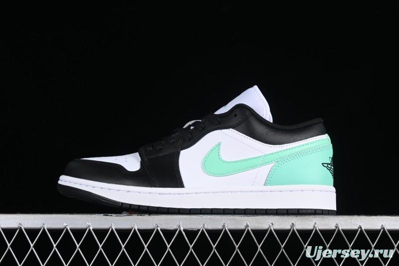 Nike Air Jordan 1 Low Retro Basketball Shoes in Mint Green and Black - 553558-131