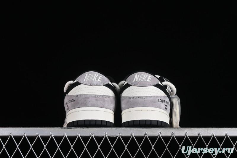 Nike SB Dunk Low LV Collaboration - Grey Pigskin Print Anniversary High-End Custom Low-Top Casual Sneakers - SJ2068-232