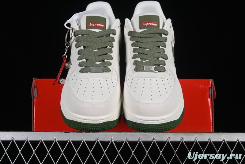 Supreme x Nike Air Force 1'07 Low Beige Green Casual Sneakers with Zoom Air Cushion - HD1968-008