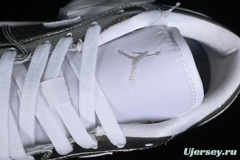 Nike Air Jordan 1 Low "Metallic Silver" Casual Sneakers with Metallic Accents - FN5030-001