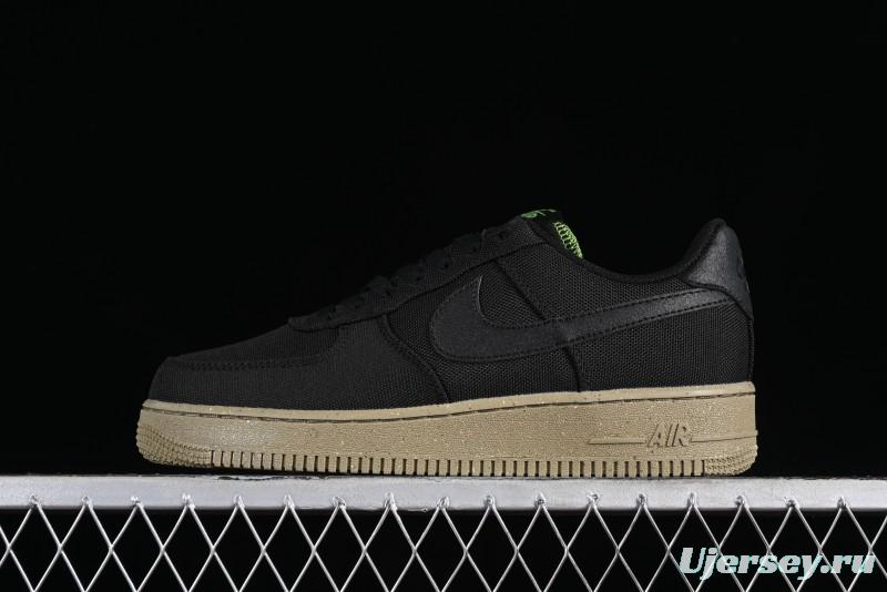 Nike Air Force 1 '07 Low Black Green Canvas Casual Sneakers - FJ4160-001