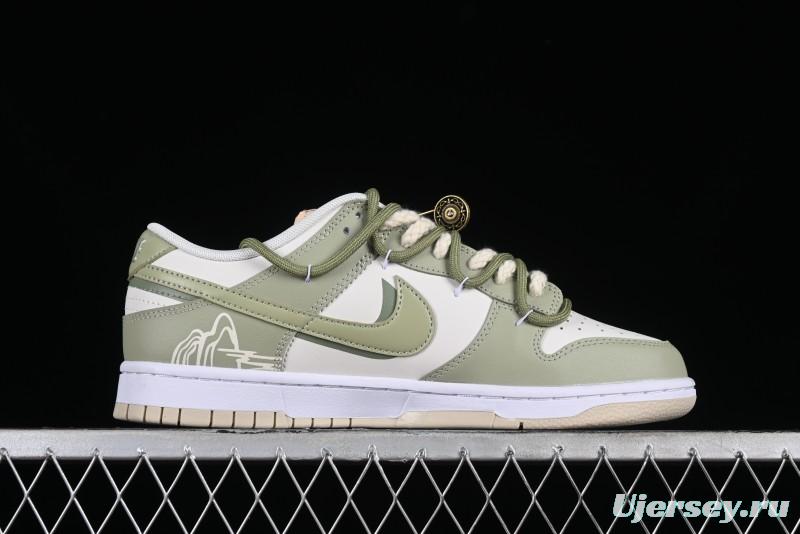 Nike Dunk Low SB Casual Sneakers with Deconstructed Laces and Dragon Well Tea-Inspired Design - DV0831-003