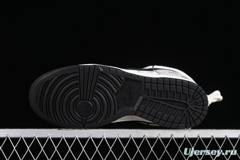 Nike SB Dunk Low LV Collaboration - Grey Pigskin Print Anniversary High-End Custom Low-Top Casual Sneakers - SJ2068-232