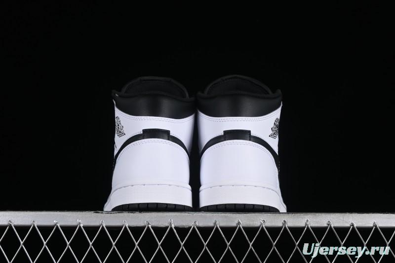 Nike Air Jordan 1 Mid AJ1 White Black Mid-Top Casual Sneakers - DQ8426-132
