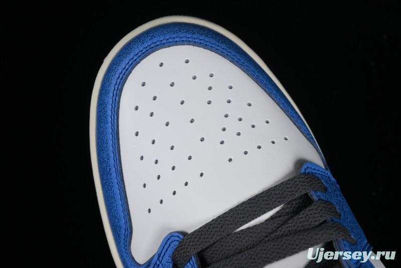 Nike Air Jordan 1 Low Flight Vintage Retro Sneakers in White and Blue - FV8439-104