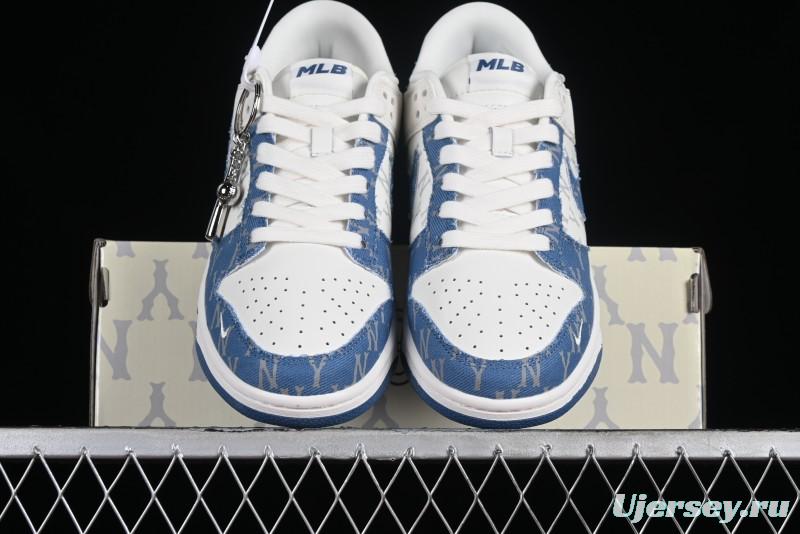 Nike SB Dunk Low MLB Collaboration - Blue Denim Anniversary Custom Low-Top Casual Sneakers - DQ1098-348