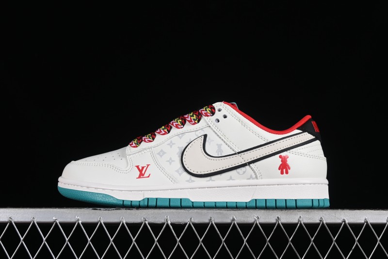 Nike SB Dunk Low LV Collaboration - Beige Violent Bear Anniversary High-End Custom Low-Top Casual Skate Shoes - SJ2068-240