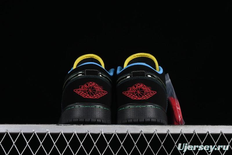 Nike Air Jordan 1 Low AJ1 Black Green Low Top Lifestyle Basketball Shoes - 338145-003