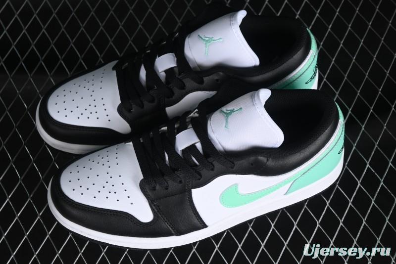 Nike Air Jordan 1 Low Retro Basketball Shoes in Mint Green and Black - 553558-131