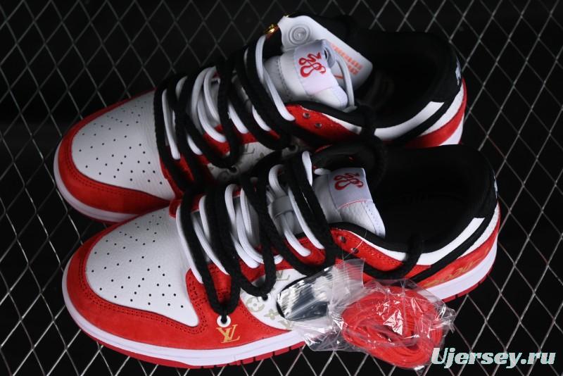 Nike SB Dunk Low Year of the Dragon Limited Edition - Black Swoosh Red Luck High-End Custom Low-Top Casual Sneakers - SJ2068-231