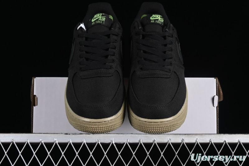 Nike Air Force 1 '07 Low Black Green Canvas Casual Sneakers - FJ4160-001