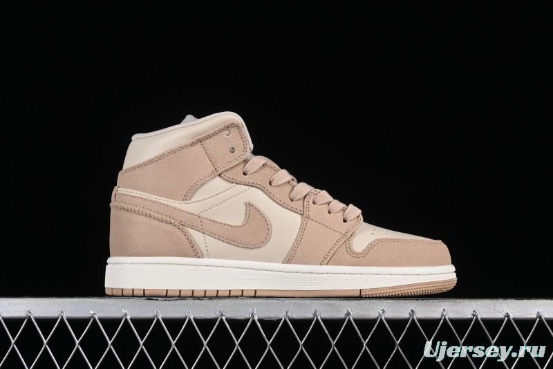 Nike Air Jordan 1 Mid AJ1 Khaki Mid-Top Basketball Shoes - FJ3448-200
