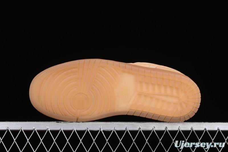 Nike Air Jordan 1 Low AJ1 Lifestyle Basketball Shoes in Warm Yellow with Gum Sole - FZ3972-294