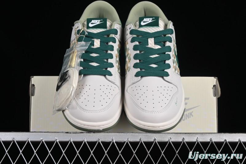 Nike SB Dunk Low UN Collaboration - White Green Swoosh Anniversary Custom Low-Top Casual Skate Shoes - DQ1098-359