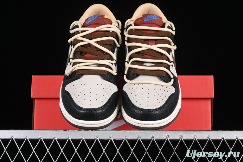 Nike Dunk Low "Mars Stone" Witch Puppet Themed SB Lace-Up Low-Top Casual Sneakers in Black/Mocha Brown - DR9704-200