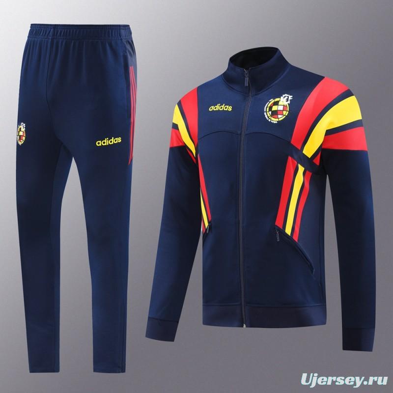 2024 Spain Navy Full Zipper Jacket +Long Pants