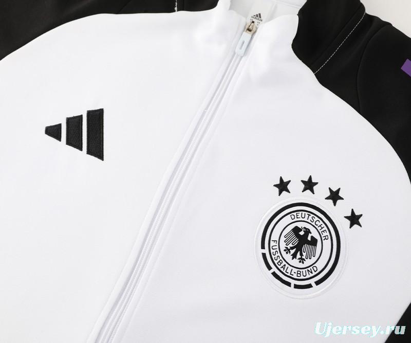 2024 Germany White/Black Full Zipper Jacket +Long Pants