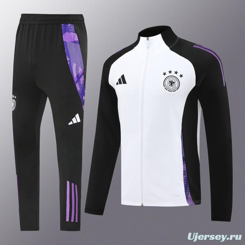 2024 Germany White/Black Full Zipper Jacket +Long Pants