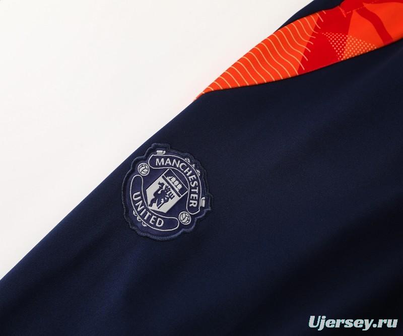 24/25 Manchester United Navy/Orange Full Zipper Jacket +Long Pants