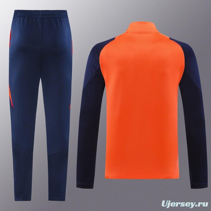 24/25 Manchester United Orange Full Zipper Jacket +Long Pants