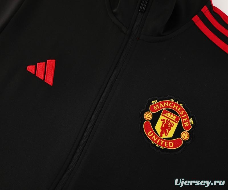 24/25 Manchester United Black Full Zipper Jacket +Long Pants