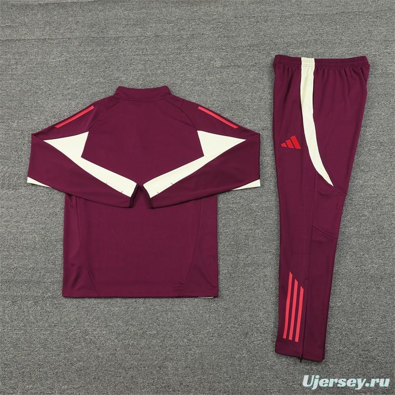 24/25 Bayern Munich Wine Half Zipper Jacket+Long Pants