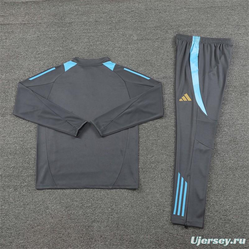 2024 Argentina Grey Half Zipper Jacket+Long Pants