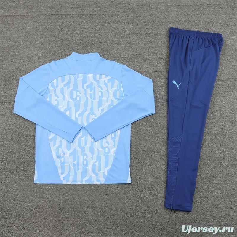 24/25 Manchester City Light Blue Half Zipper Jacket+Long Pants