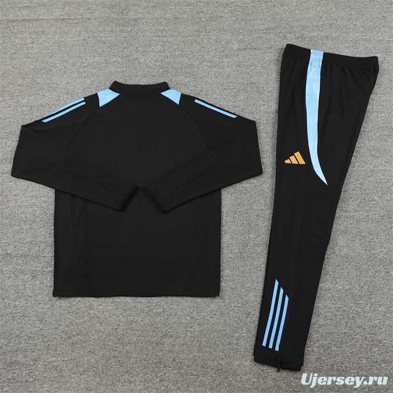 2024 Argentina Black Half Zipper Jacket+Long Pants