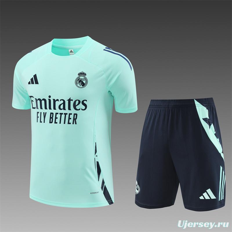 24/25 Real Madrid Lake Blue Short Sleeve Jersey+Shorts