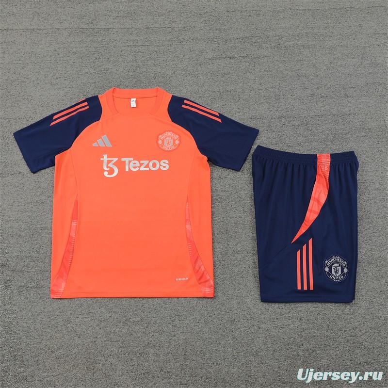 24/25 Manchester United Orange Short Sleeve Jersey+Shorts