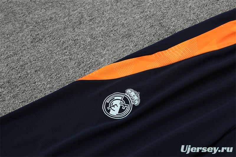 24/25 Real Madrid Light Blue/Orange Half Zipper Jacket+Long Pants