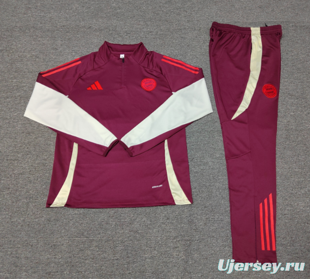 24/25 Kids Bayern Munich Wine Half Zipper Jacket+Long Pants