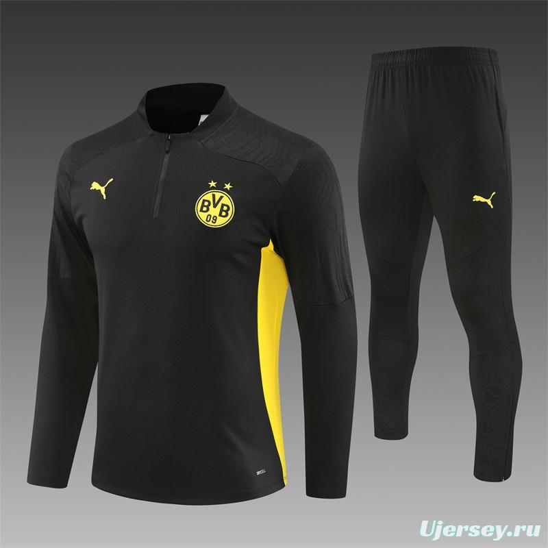 24/25 Borussia Dortmund Black Half Zipper Jacket+Long Pants