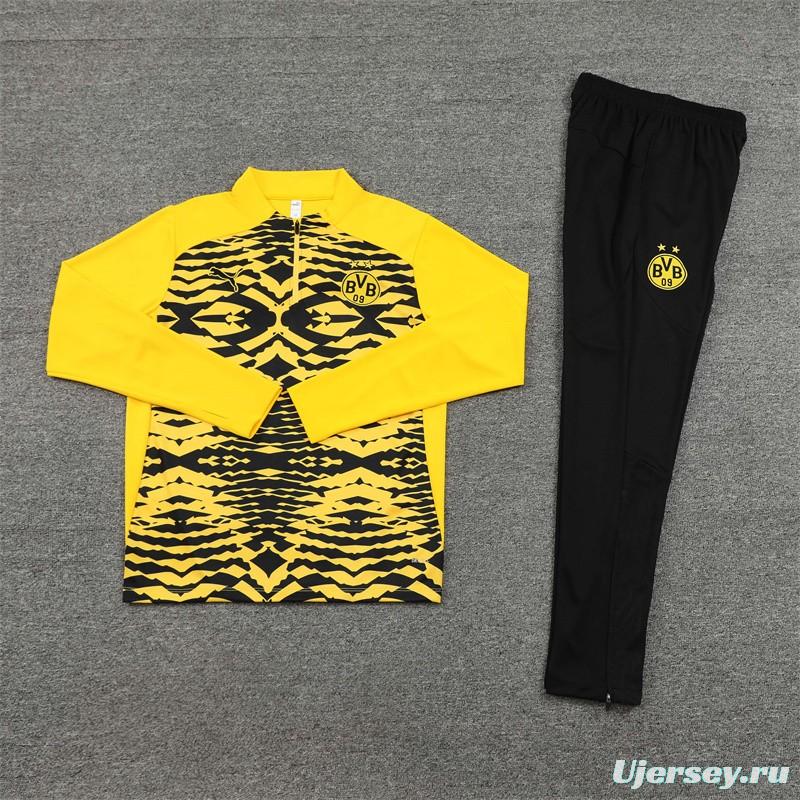 24/25 Borussia Dortmund Yellow/Black  Half Zipper Jacket+Long Pants