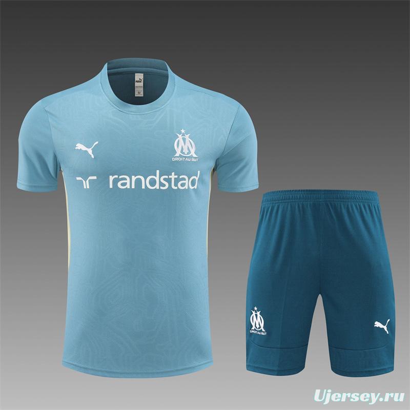 24/25 Olympique Marseille Blue Short Sleeve Jersey+Shorts