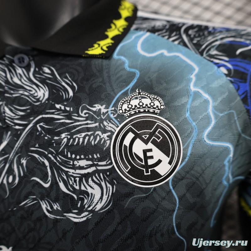 Player Version 24/25 Real Madrid Black/Blue Dragon Special Jersey