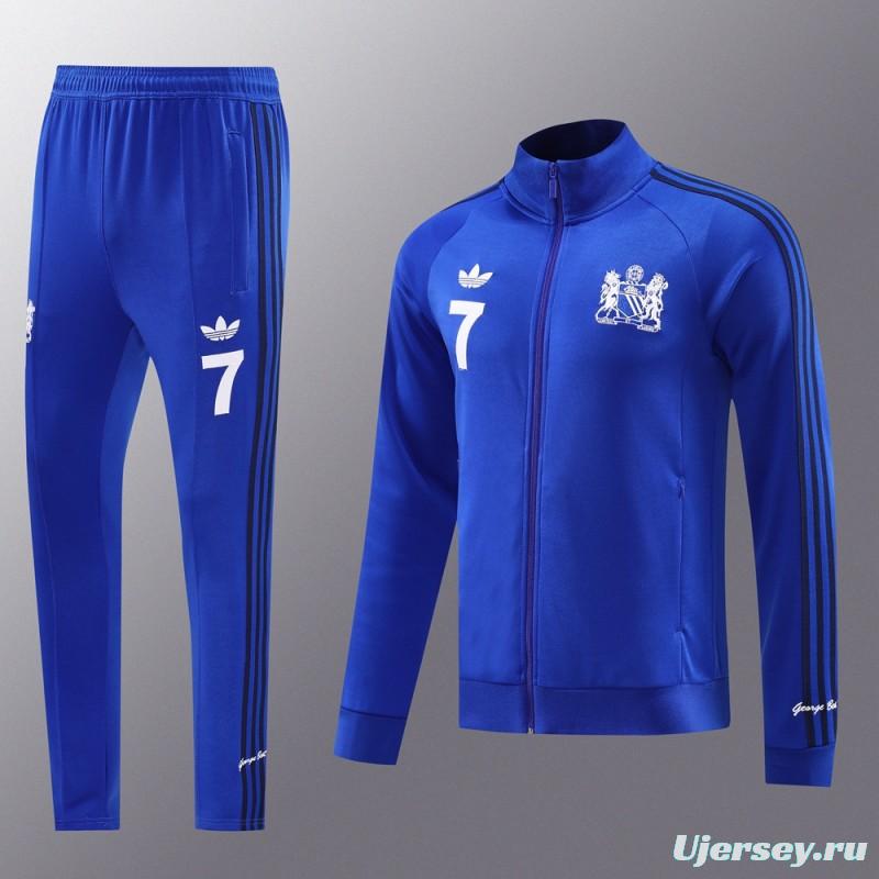 24/25 Manchester United Blue Full Zipper Jacket +Long Pants